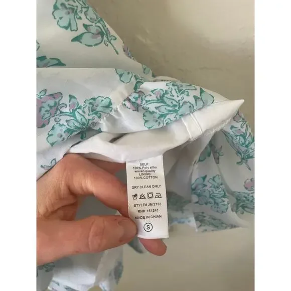 J. Marie Tiered Babydoll Floral Puff Sleeve Pastel Dress Coquette Cottage Core - Picture 9 of 10